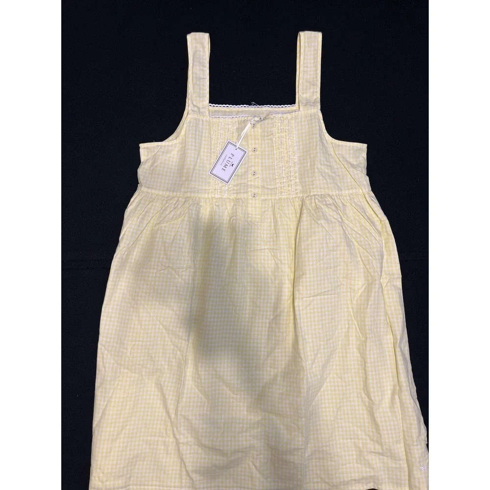 Plume Nightgown Chemise Womens Large Yellow‎ Gingham Cotton Sleeveless Sleepwear